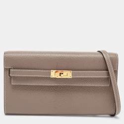 Hermès Etoupe Chevre Leather Kelly To Go Wallet
