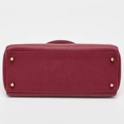 Hermes Rouge Grenat Togo Leather Gold Finish Kelly Retourne 28 Bag