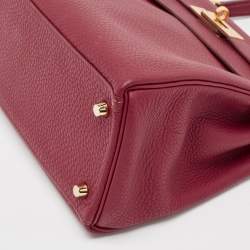 Hermes Rouge Grenat Togo Leather Gold Finish Kelly Retourne 28 Bag