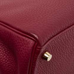 Hermes Rouge Grenat Togo Leather Gold Finish Kelly Retourne 28 Bag