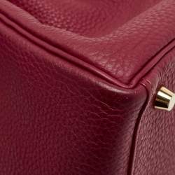 Hermes Rouge Grenat Togo Leather Gold Finish Kelly Retourne 28 Bag
