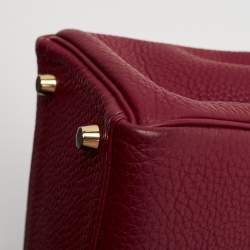 Hermes Rouge Grenat Togo Leather Gold Finish Kelly Retourne 28 Bag