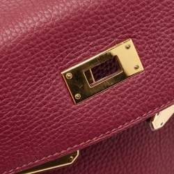 Hermes Rouge Grenat Togo Leather Gold Finish Kelly Retourne 28 Bag