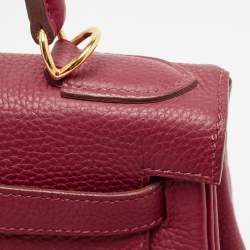 Hermes Rouge Grenat Togo Leather Gold Finish Kelly Retourne 28 Bag