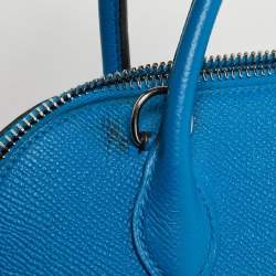 Pre Owned Hermes Bleu Izmir Epsom Leather Bolide 27 Bag