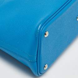 Pre Owned Hermes Bleu Izmir Epsom Leather Bolide 27 Bag