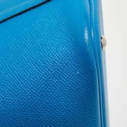 Pre Owned Hermes Bleu Izmir Epsom Leather Bolide 27 Bag