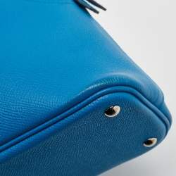 Pre Owned Hermes Bleu Izmir Epsom Leather Bolide 27 Bag