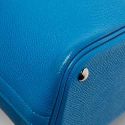 Pre Owned Hermes Bleu Izmir Epsom Leather Bolide 27 Bag