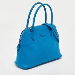 Pre Owned Hermes Bleu Izmir Epsom Leather Bolide 27 Bag