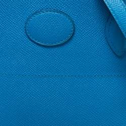 Pre Owned Hermes Bleu Izmir Epsom Leather Bolide 27 Bag