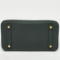 Hermes Vert Rousseau Leather Gold Finish Birkin 25 Bag
