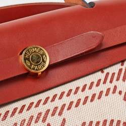 Hermes Cuivre/Ecru/Beige Vache Hunter and Toile H Brides de Gala Herbag Zip 31 Bag