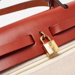 Hermes Cuivre/Ecru/Beige Vache Hunter and Toile H Brides de Gala Herbag Zip 31 Bag
