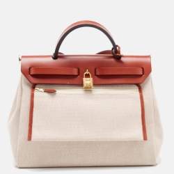 Hermes Cuivre/Ecru/Beige Vache Hunter and Toile H Brides de Gala Herbag Zip 31 Bag