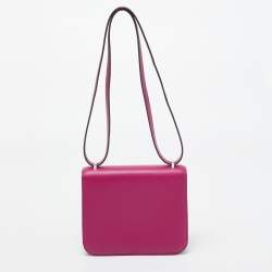 Hermès Rose Pourpre Evercolor Leather Palladium Finish Constance 18 Mini Bag