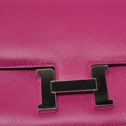 Hermès Rose Pourpre Evercolor Leather Palladium Finish Constance 18 Mini Bag