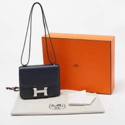 Hermès Bleu Nuit Evercolor Leather Palladium Finish Constance III Mini Bag
