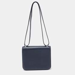 Hermès Bleu Nuit Evercolor Leather Palladium Finish Constance III Mini Bag