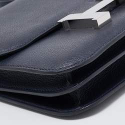 Hermès Bleu Nuit Evercolor Leather Palladium Finish Constance III Mini Bag