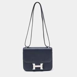 Hermes Blue Atoll/Colvert Swift Leather Berline 21 Bag