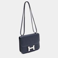 Hermès Bleu Nuit Evercolor Leather Palladium Finish Constance III Mini Bag