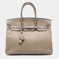 Pre Owned Hermes Gris Asphalt/Rose Extreme Togo Leather Palladium Finish Birkin 35 Bag 