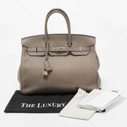 Pre Owned Hermes Gris Asphalt/Rose Extreme Togo Leather Palladium Finish Birkin 35 Bag 