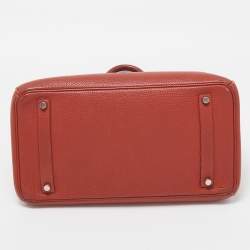 Hermes Vermillon Togo Leather Palladium Finish Birkin 35 Bag