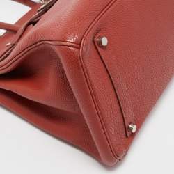 Hermes Vermillon Togo Leather Palladium Finish Birkin 35 Bag