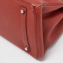 Hermes Vermillon Togo Leather Palladium Finish Birkin 35 Bag
