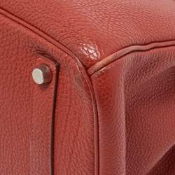Hermes Vermillon Togo Leather Palladium Finish Birkin 35 Bag