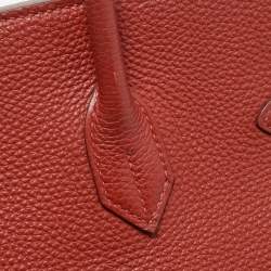 Hermes Vermillon Togo Leather Palladium Finish Birkin 35 Bag