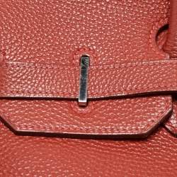 Hermes Vermillon Togo Leather Palladium Finish Birkin 35 Bag