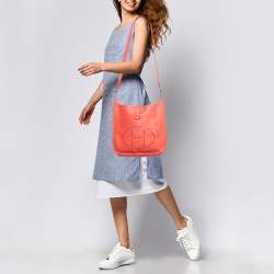 Pre Owned Hermes Rose Jaipur Epsom Leather Evelyne I PM Bag