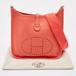 Pre Owned Hermes Rose Jaipur Epsom Leather Evelyne I PM Bag