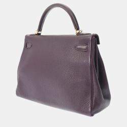 HERMES Kelly 32 Inner Stitch Cassis □Q Engraved (around 2013) Women's Taurillon Clemence Bag