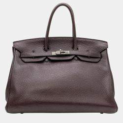 Pre Owned Hermès Birkin 35 in Raisin Clemence Leather with PHW Bag