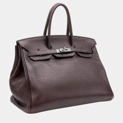 Pre Owned Hermès Birkin 35 in Raisin Clemence Leather with PHW Bag
