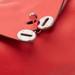 Hermes Rouge Casaque Swift Leather Palladium Finish Lindy 26 Bag