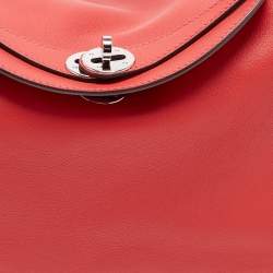 Hermes Rouge Casaque Swift Leather Palladium Finish Lindy 26 Bag