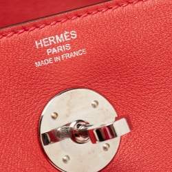 Hermes Rouge Casaque Swift Leather Palladium Finish Lindy 26 Bag