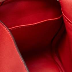Hermes Rouge Casaque Swift Leather Palladium Finish Lindy 26 Bag