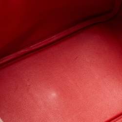 Hermes Rouge Casaque Swift Leather Palladium Finish Lindy 26 Bag