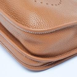 Hermes Gold Clemence Leather Evelyne III PM Bag