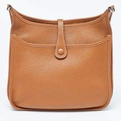 Hermes Gold Clemence Leather Evelyne III PM Bag