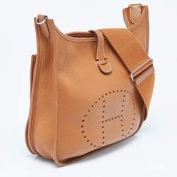 Hermes Gold Clemence Leather Evelyne III PM Bag