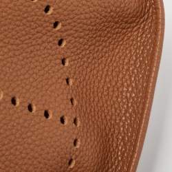 Hermes Gold Clemence Leather Evelyne III PM Bag
