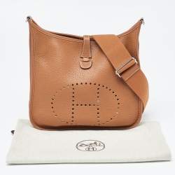 Hermes Gold Clemence Leather Evelyne III PM Bag