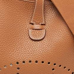 Hermes Gold Clemence Leather Evelyne III PM Bag